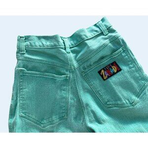 Vintage ZANA DI Green Denim Jeans 80s 90s Straight Hi Rise Sz 24